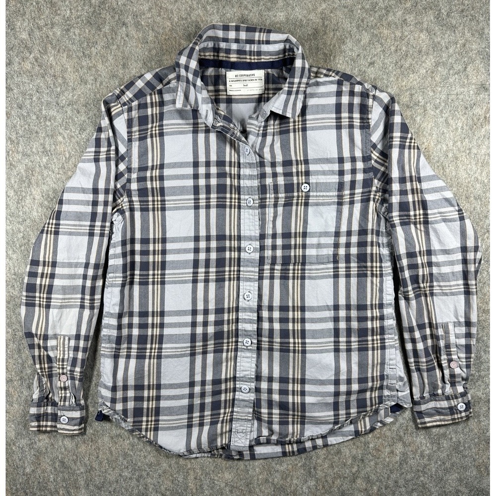 REI Cooperative Men's Flannel Shirt Plaid Blue Pockets Size Small 100% Cotton